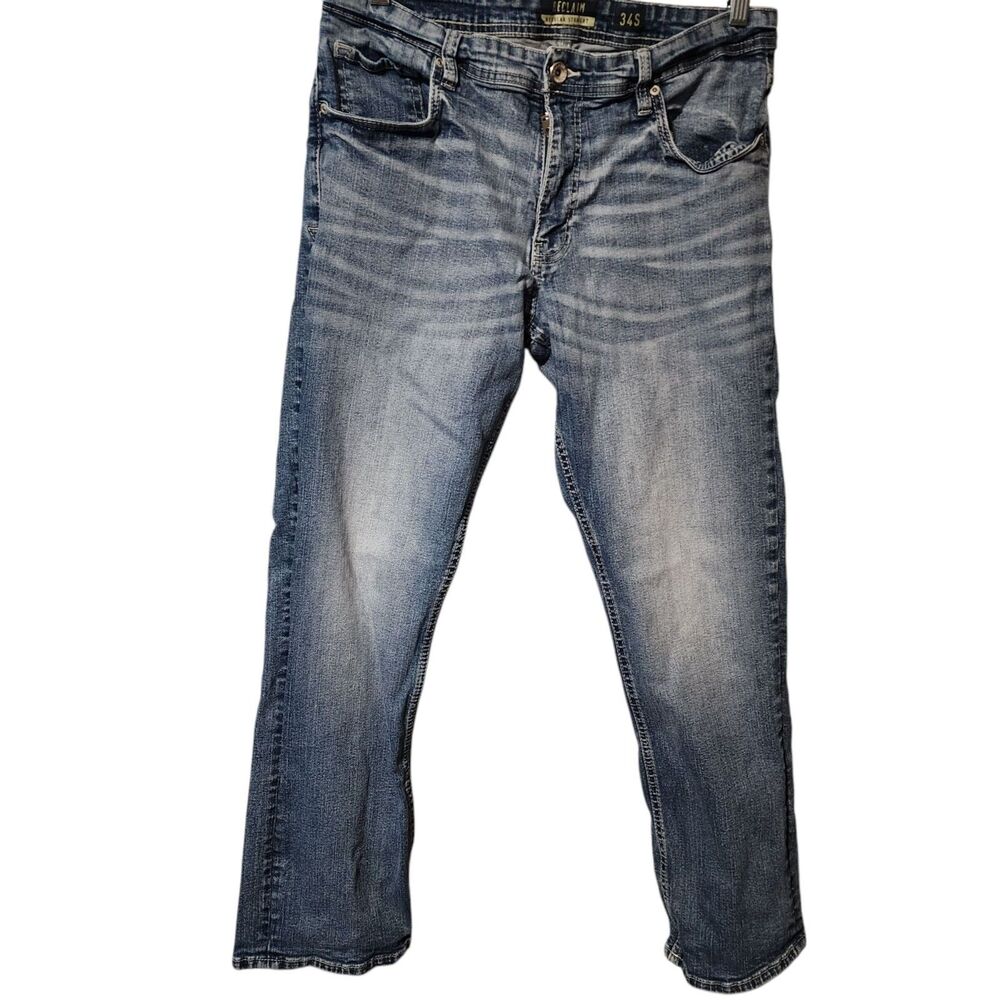 Buckle Reclaim Jeans Mens 34x28 Blue Medium Wash Relaxed Straight Short